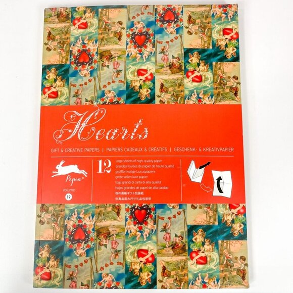 Pepin Vintage Style Hearts Gift & Creative Paper Volume 19 12 sheets - Picture 1 of 14